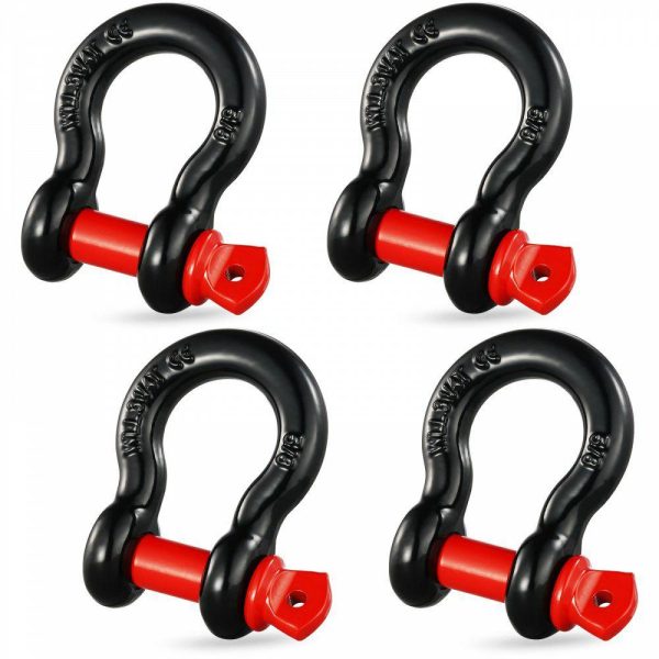 Towing System |   5/8″ D-Ring Shackle, 4 Pack Alloy Steel Shackles 28660 lbs (13 Ton) Break Strength with 3/4″ Screw Pin, Heavy Duty Off Road Vehicle Recovery Shackle, Towing Accessories for Jeep Truck, Black Automotive Towing System