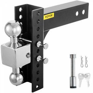 Towing System |   Adjustable Trailer Hitch, 8″ Rise & Drop Hitch Ball Mount 2.5″ Receiver  22,000 LBS Rating, 2 and 2-5/16 Inch Stainless Steel Balls w/ Key Lock, for Automotive Trucks Trailers Towing Automotive Towing System