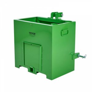 Towing System |   Ballast Box 3 Point Category 1 Tractor, 800lbs Capacity, for 2” Hitch Receiver, 5 cu.ft Volume Loader Attachment, Heavy-duty Steel, Green Green Automotive Green