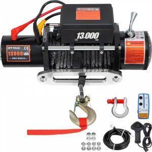 Towing System |   Electric Winch 13000lb Load Capacity Truck Winch Compatible with Jeep Truck SUV 65ft/20m Synthetic Rope 12V Power Winch with Wireless Remote Control, Powerful Motor for ATV UTV Off Road Trailer Automotive Towing System