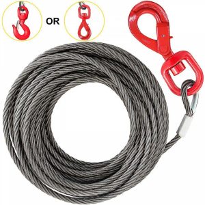 Towing System |   Galvanized Steel Winch Cable, 3/8″ x 75′ – Wire Rope with Hook, 8800 Lbs Breaking Strength – Towing Cable Heavy Duty, 6×19 Strand Core – for Rollback, Crane, Wrecker, Tow Truck Automotive Towing System