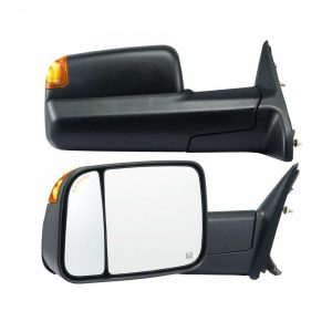 Towing System |   Towing Mirrors, Left & Right Pair Set for 2009-2023 Dodge Ram 1500 2500 3500, Power Heated with Signal Light & Puddle Light, Plane & Convex Glass, Manual Controlling Flipping Folding, Black Automotive Towing System