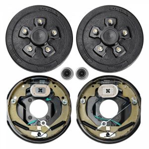 Towing System |   Trailer Hub Drum Kits 5 on 4.5″ B.C. with 10″ x 2.25″ Electric Brakes, Self-Adjusting Trailer Brake Assembly for 3500 lbs Axle, 4-Hole Mounting, Backing Plates for Brake System Part Replacement Automotive Towing System