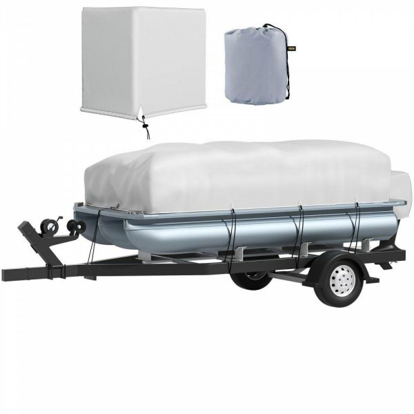 Boat Parts & Accessories |   Pontoon Boat Cover, Fit for 21′-24′ Boat, Heavy Duty 600D Marine Grade Oxford Fabric, UV Resistant Waterproof Trailerable Boat Cover w/ 7 Wind-Proof Straps, Gray Automotive Boat Parts & Accessories