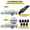 Boat Parts & Accessories |   Pontoon Boat Cover, Fit for 21′-24′ Boat, Heavy Duty 600D Marine Grade Oxford Fabric, UV Resistant Waterproof Trailerable Boat Cover w/ 7 Wind-Proof Straps, Gray Automotive Boat Parts & Accessories