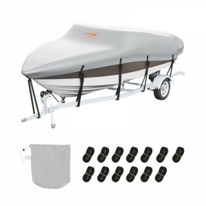 Boat Parts & Accessories |   Boat Cover, 17′-19′ Trailerable Waterproof Boat Cover, 600D Marine Grade PU Oxford, with Motor Cover and Buckle Straps, for V-Hull, Tri-Hull, Runabout, Bass Boat, Fish Ski Boat, Grey Automotive Boat Parts & Accessories