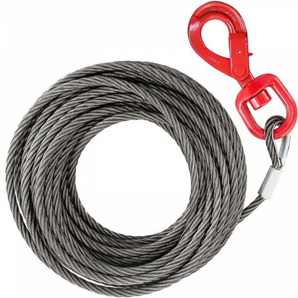 Towing System |   Galvanized Steel Winch Cable, 3/8″ x 100′ – Wire Rope with Hook, 8800 Lbs Breaking Strength – Towing Cable Heavy Duty, 6×19 Strand Core – for Rollback, Crane, Wrecker, Tow Truck Automotive Towing System