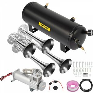 Automotive Electrical |   Train Horns Kit For Trucks Train Horn Kit 150DB 2.6 Gal/10L Train Air Horn Kit For Truck 12V Train Horn For Complete Kit 200PSI Train Horn For Car 4 Stainless Steel Trumpets For Car Truck BLACK Silver Black Automotive Automotive Electrical